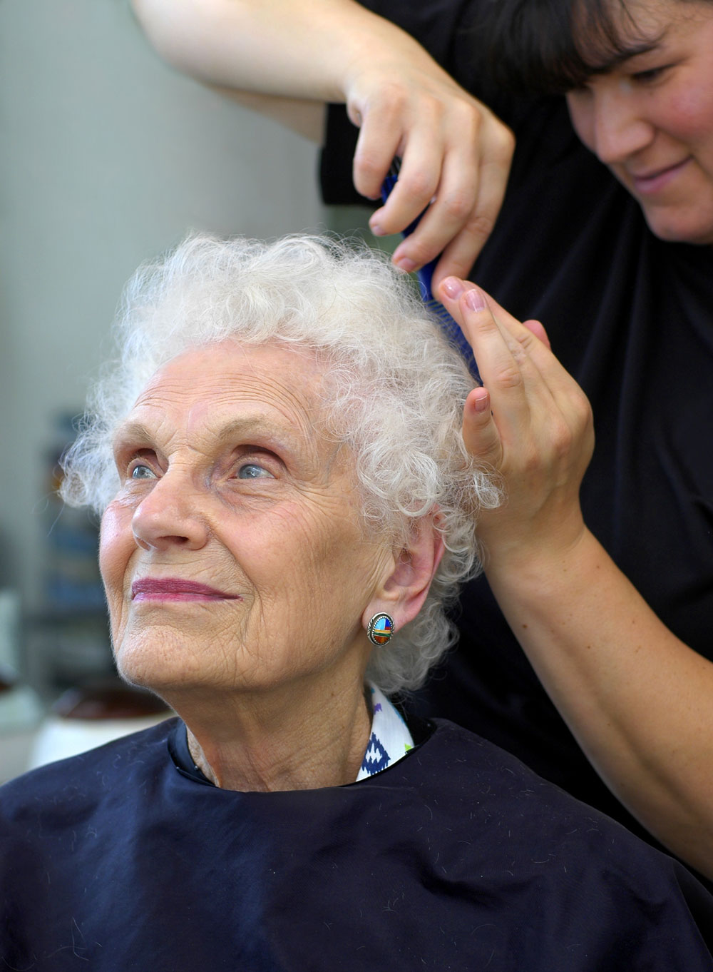 Elderly Woman at Mount View Care Center Beauty Shop